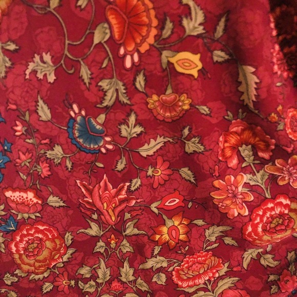 Lauren Women's (M) Floral Dress Burgundy Midi V-Neck Shoulder Sleeve - Picture 4 of 6